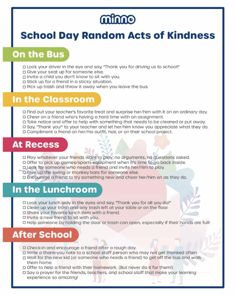 School Day Random Acts of Kindness - Minno Kids