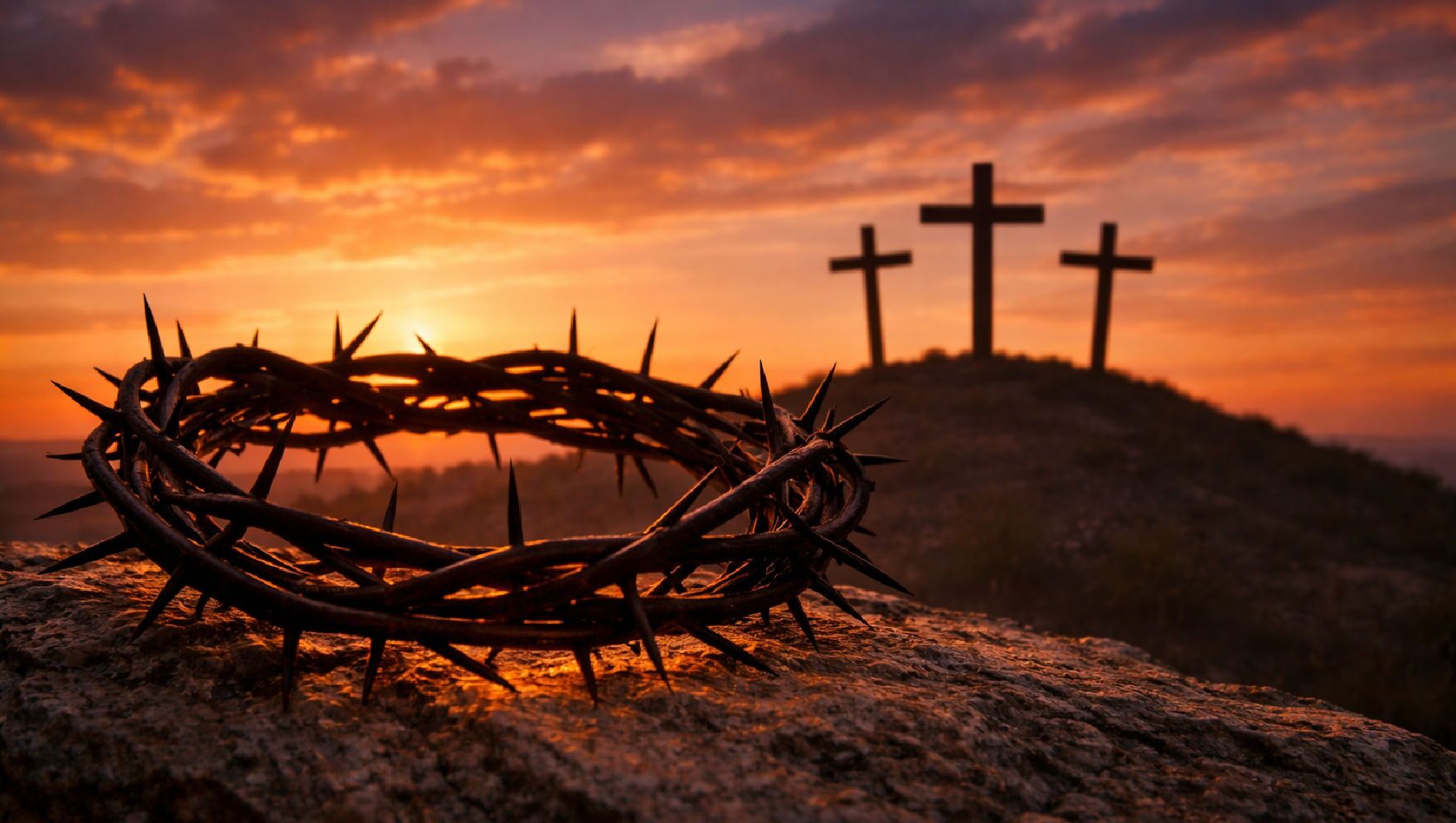 Crown of thorns and three crosses