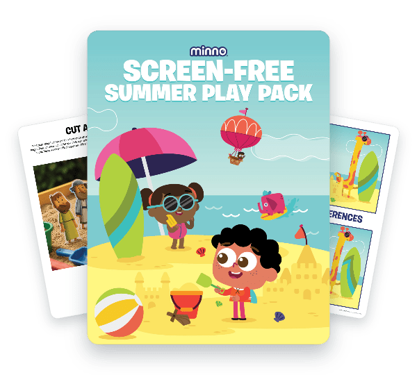 Screen-Free Summer Play Pack thumbnail for a free screen-free summer activity with cut-and-play fun, paper airplanes, and spot-the-differences for kids.