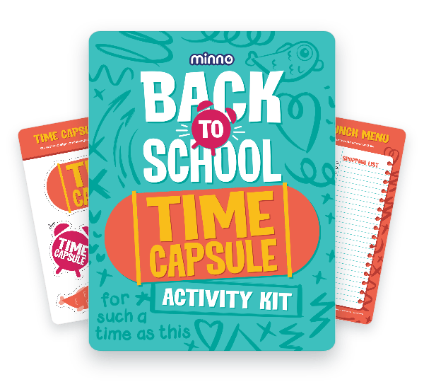 Printable back-to-school time capsule activity pack with questionnaire, letter pages, and Bible verses for kids