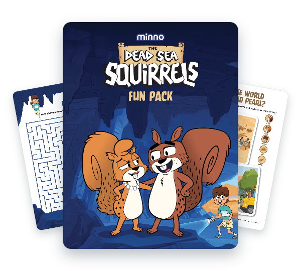 The Dead Sea Squirrels Activity Pack. The cover shows Merle and Pearl Squirrel and 2 activity pages in the background.