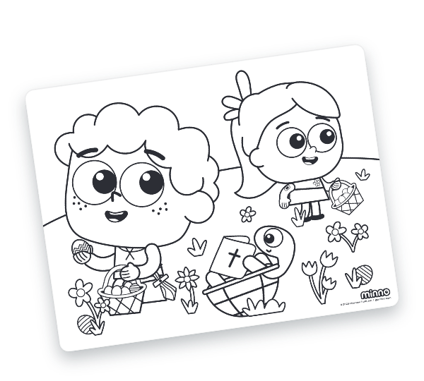 Minno Easter coloring pages for kids to print and color.
